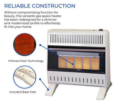 Image showing  Ventless Liquid Propane Infrared Plaque Heater with Base Feet - 25,000 BTU, Manual Control