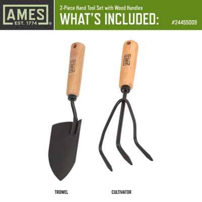 Image showing  2 pc. Wood Grip Hand Trowel and Cultivator Set