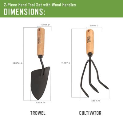Image showing  2 pc. Wood Grip Hand Trowel and Cultivator Set