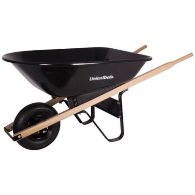UnionTools Steel Wheelbarrow with Pouring Lip and Hardwood Handles, 5 cu. ft. Capacity