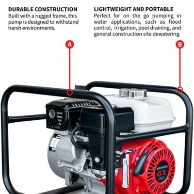Image showing  2 in. Water Pump powered by 3.5HP Honda GX120 Engine Portable Utility, TW2H