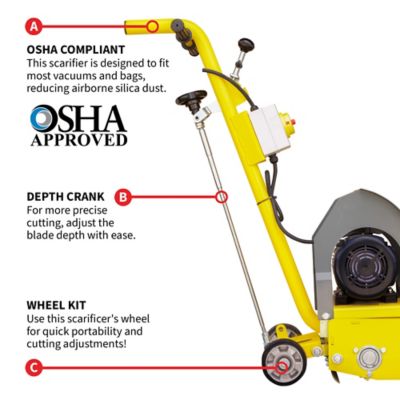 Image showing  Electric 8 in. Concrete Scarifier Planer Grinder for Sidewalk Trip Hazard Repair, Traffic Line Removal