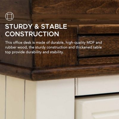 Image showing  Indoor Double Pedestal Desk with 2 Cabinets and 4 Drawers