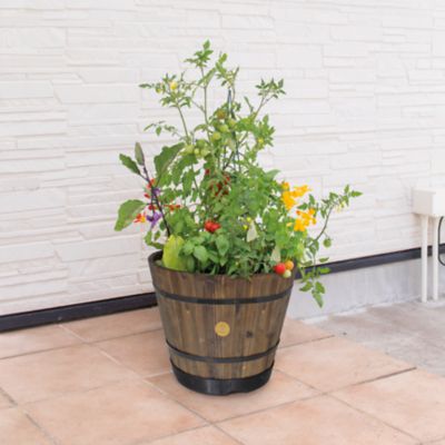 VegTrug Barrel Planter, Burnt Oak