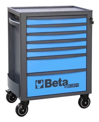 Beta Tools 7-Drawer Rolling Tool Cabinet, Ball Bearing Slides, Rubber Mat Liners, 5 in. Caster, Anti-Fall Edge Worktop, 24004676