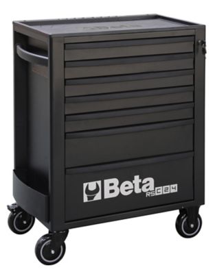 Beta Tools 7-Drawer Rolling Tool Cabinet, Ball Bearing Slides, Rubber Mat Liners, 5 in. Caster, Anti-Fall Edge Worktop, 24004679