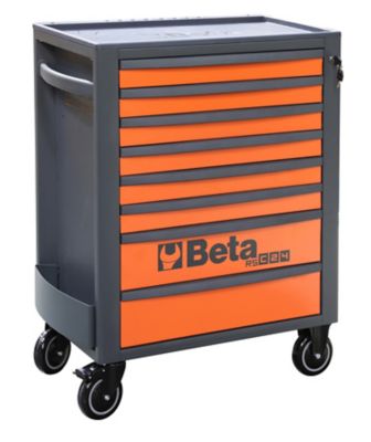 Beta Tools 8-Drawer Rolling Tool Cabinet, Ball Bearing Slides, Rubber Mat Liners, 5 in. Caster, Anti-Fall Edge Worktop, 24004681