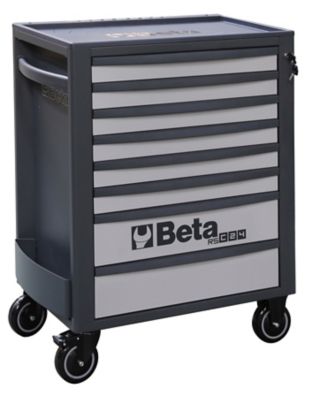 Beta Tools 8-Drawer Rolling Tool Cabinet, Ball Bearing Slides, Rubber Mat Liners, 5 in. Caster, Anti-Fall Edge Worktop, 24004682