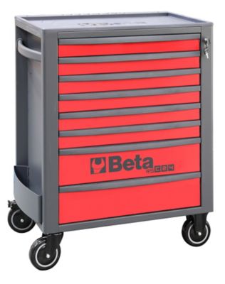 Beta Tools 8-Drawer Rolling Tool Cabinet, Ball Bearing Slides, Rubber Mat Liners, 5 in. Caster, Anti-Fall Edge Worktop, 24004683