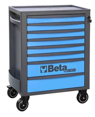 Beta Tools 8-Drawer Rolling Tool Cabinet, Ball Bearing Slides, Rubber Mat Liners, 5 in. Caster, Anti-Fall Edge Worktop, 24004686