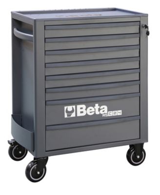 Beta Tools 8-Drawer Rolling Tool Cabinet, Ball Bearing Slides, Rubber Mat Liners, 5 in. Caster, Anti-Fall Edge Worktop, 24004687