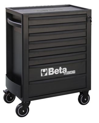 Beta Tools 8-Drawer Rolling Tool Cabinet, Ball Bearing Slides, Rubber Mat Liners, 5 in. Caster, Anti-Fall Edge Worktop, 24004689