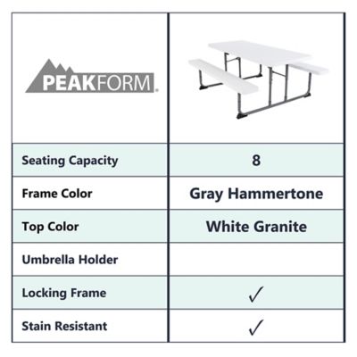 Image showing 7 th Peakform Outdoor 72 in. Foldable Picnic Table With Bench Seating