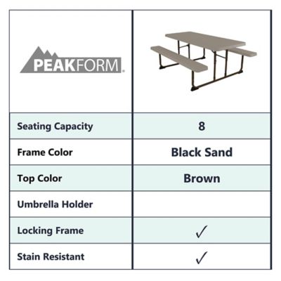 Image showing 7 th Peakform 6 ft. Wood Grain Outdoor Picnic Table