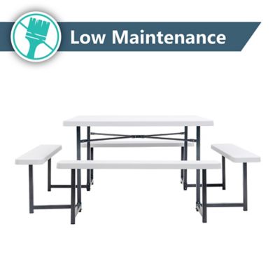Image showing  48 in. Square Outdoor Picnic Table, White