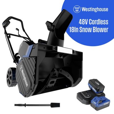 Westinghouse 48V (2x24V) WSnow18 Walk Behind Cordless Electric Snow Thrower with Dual LED Lights, 18 in. Wide, 15 Amp Engine