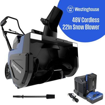 Westinghouse 48V (2x24V) WSnow22 Walk Behind Cordless Electric Snow Thrower with Dual LED Lights, 22 in. Wide, 15 Amp Engine