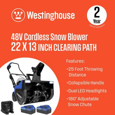 Image showing  WSnow22 22 in. 48V Cordless Snow Blower, Battery and Charger Included