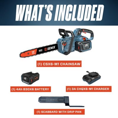 Image showing 5 th Senix 18 in. 60V Max Cordless Chainsaw, Battery and Charger Included