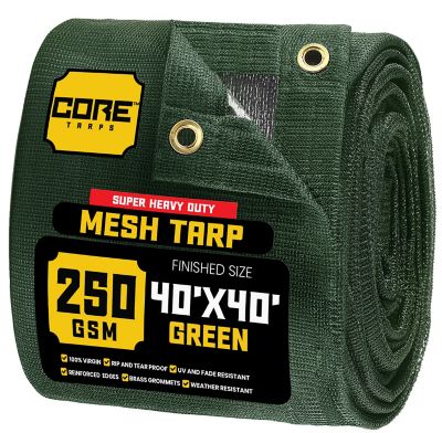 Core Tarps 40 ft. x 40 ft. Polyethylene Heavy Duty Mesh Tarp, UV Resistant, CT-803-40X40