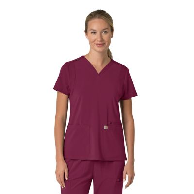 Image showing 0 th Carhartt Women's Force Cross-Flex Flex Panel V-Neck Scrub Top
