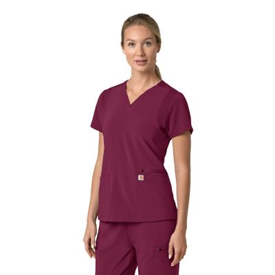 Image showing 3 th Carhartt Women's Force Cross-Flex Flex Panel V-Neck Scrub Top
