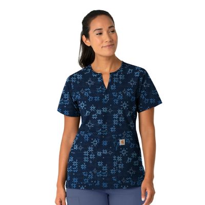 Image showing  Women's Rugged Flex Notch Neck Print Scrub Top