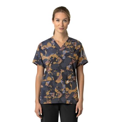 Image showing  Women's Oversized V-Neck Print Scrub Top