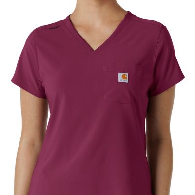 Image showing 4 th Carhartt Women's Force Cross-Flex Tuck-In Scrub Top