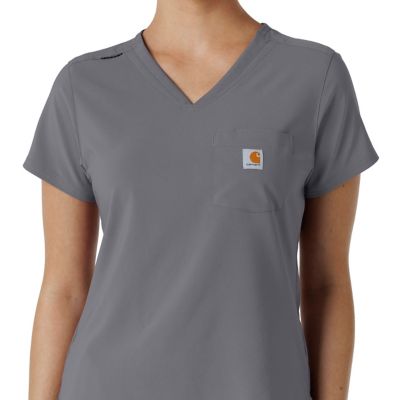 Image showing 4 th Carhartt Women's Force Cross-Flex Tuck-In Scrub Top
