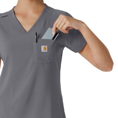 Image showing 7 th Carhartt Women's Force Cross-Flex Tuck-In Scrub Top