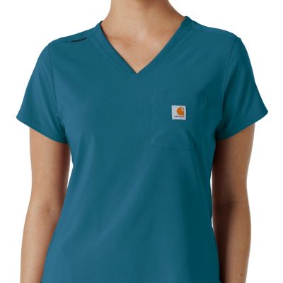 Image showing 4 th Carhartt Women's Force Cross-Flex Tuck-In Scrub Top