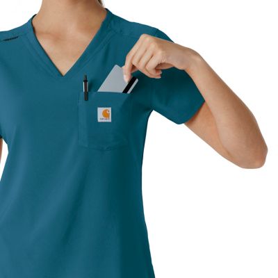 Image showing 7 th Carhartt Women's Force Cross-Flex Tuck-In Scrub Top