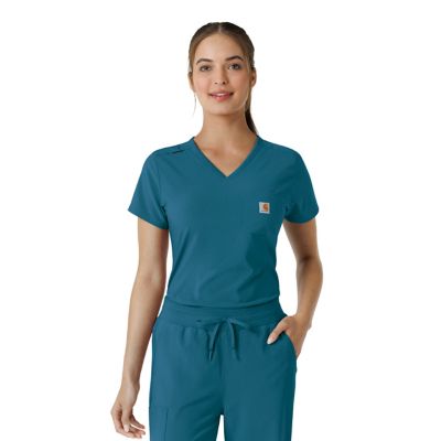 Image showing 9 th Carhartt Women's Force Cross-Flex Tuck-In Scrub Top