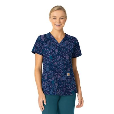 Image showing  Women's Rugged Flex V-Neck Print Scrub Top