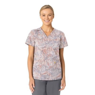 Image showing  Women's Rugged Flex V-Neck Print Scrub Top
