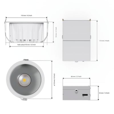 Image showing  36 Degree Angle 4 in. 5CCT Selectable White New Construction 12 Watt 960LM Triac Dimmable LED Light