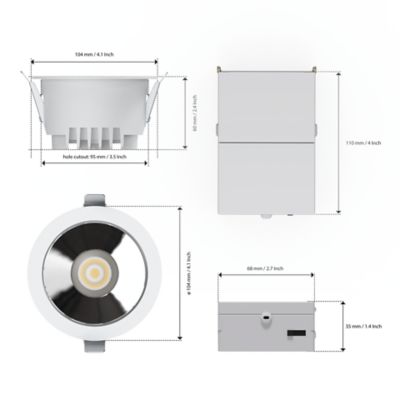 Image showing  50 Deg Angle 4 in. 5CCT Selectable White New Construction 12 Watt 960LM Triac Dimmable LED Spotlight