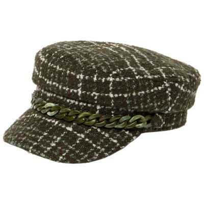 San Diego Hat Company Emmy Lou - Women's Cut And Sew Tweed Cabbie With Chunky Tonal Acrylic Chain