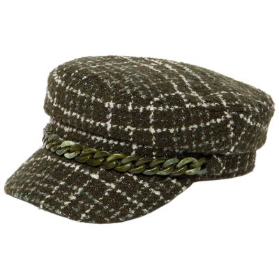 San Diego Hat Company Emmy Lou - Women's Cut And Sew Tweed Cabbie With Chunky Tonal Acrylic Chain, Cth9071