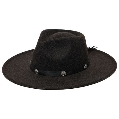 San Diego Hat Company Cth9074 - Faux Felt Fedora With Faux Leather And Silver Concho Band