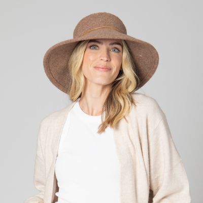 Image showing  Park Lane - Women's Machine Knit Wool Blend Floppy With Wrapped Leather Cording