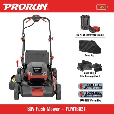 Image showing  60V 21-in. Steel Deck Cordless Push Lawn Mower with 2.5 Ah Battery and Charger