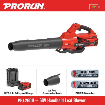 Image showing  190 MPH/810 CFM 60V Cordless Handheld Leaf Blower, Battery and Charger Included