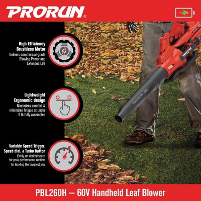 Image showing  190 MPH/810 CFM 60V Cordless Handheld Leaf Blower, Battery and Charger Included