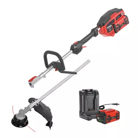 PRORUN 60V Cordless Power Head - String Trimmer Kit with 2.5Ah Battery and Charger Trimmer Attachments