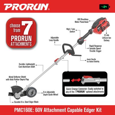 Image showing  60V Cordless Attachment Capable Powerhead - Edger Kit with 2.5 Ah Battery and Charger