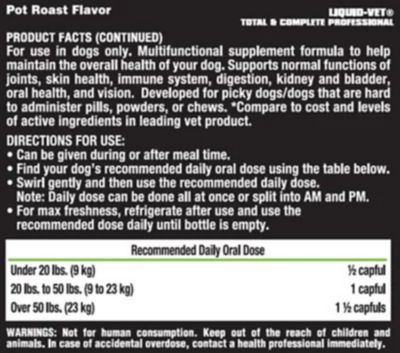 Image showing 6 th Liquid-Vet Total and Complete Multi-Supplement for Dogs Pot Roast Flavor, 32 oz.