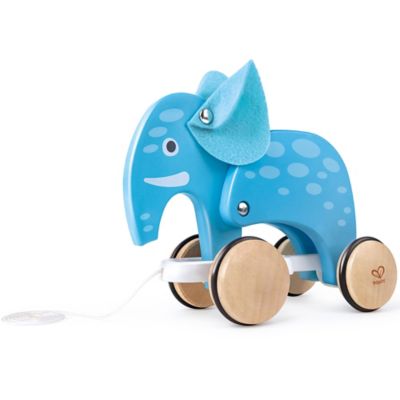 Hape Pull Along - Elephant - Blue - Wooden Animal Toy