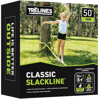 Hape Treslines Classic Slackline 50 ft - Ratchet Between 2 Trees, Kids Ages 5 Plus
